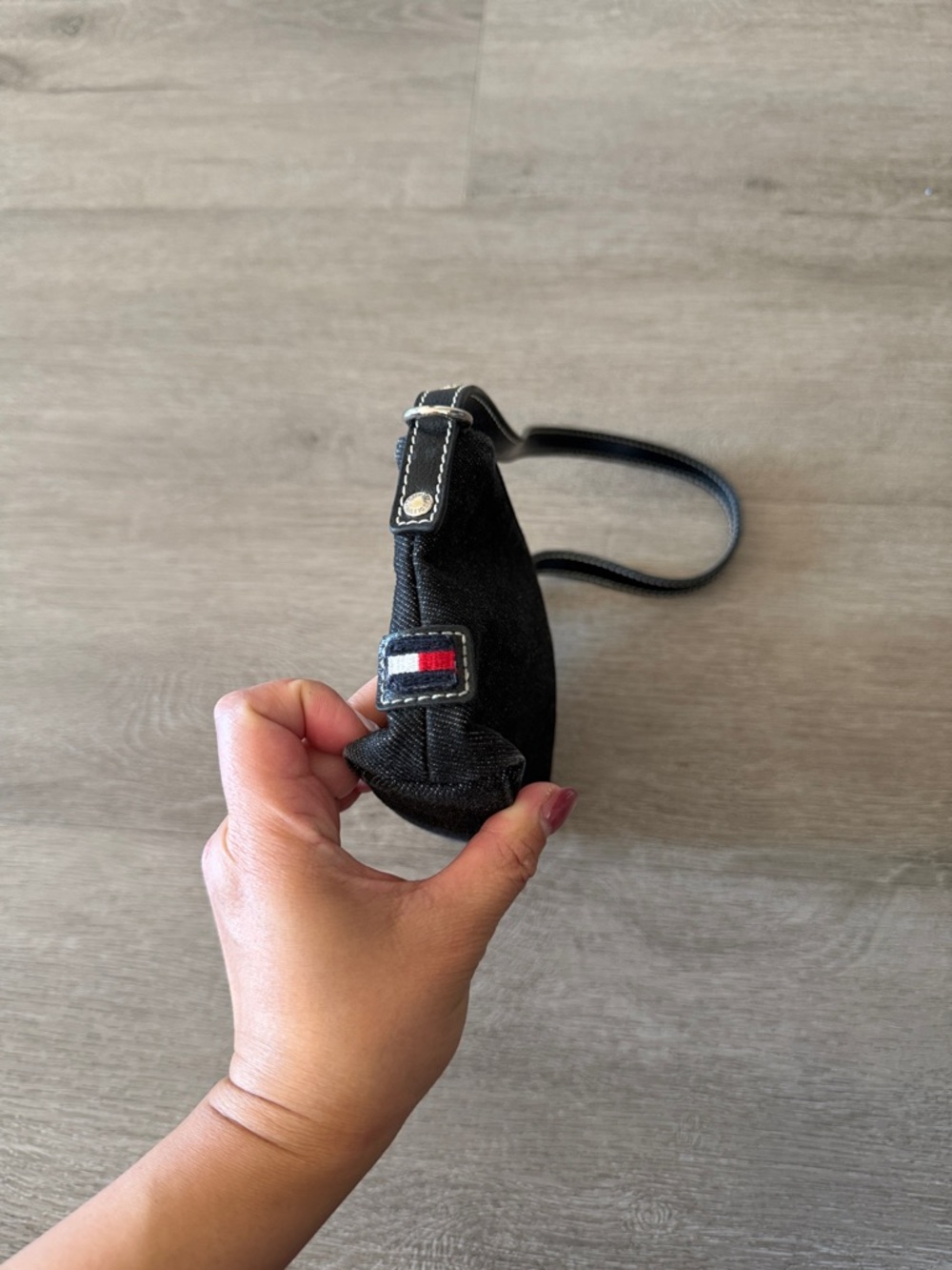 Tommy Hilfiger Black Wristlet Card Holder with Flag Accent